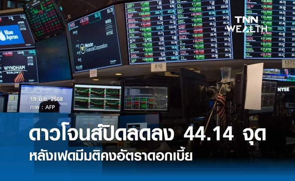 หุ้นดาวโจนส์วันนี้ 19 มิถุนายน 2568 ปิดลดลง 44.14 จุด หลังเฟดมีมติคงอัตราดอกเบี้ย