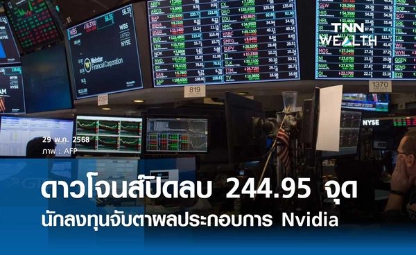 หุ้นดาวโจนส์วันนี้ 29 พฤษภาคม 2568 ปิดลบ 244.95 จุด นักลงทุนจับตารายงานผลประกอบการ Nvidia