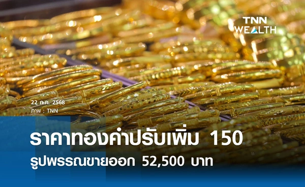 ราคาทองคำวันนี้ 22 ก.ค. 2568 ปรับเพิ่ม 150 รูปพรรณขายออก 52,500 บาท
