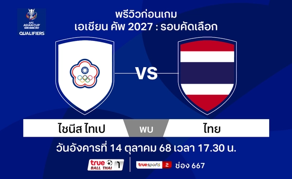พรีวิวฟุตบอลเอเชียนคัพ ทีมชาติไทย เยือน ไต้หวัน 