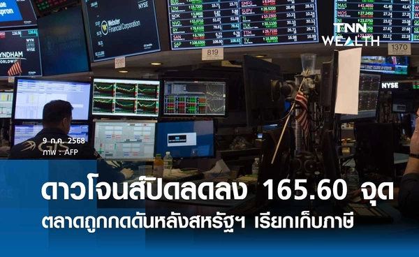 หุ้นดาวโจนส์วันนี้ 9 กรกฎาคม 2568 ปิดลดลง 165.60 จุด ตลาดถูกกดดันหลังสหรัฐฯ เรียกเก็บภาษี
