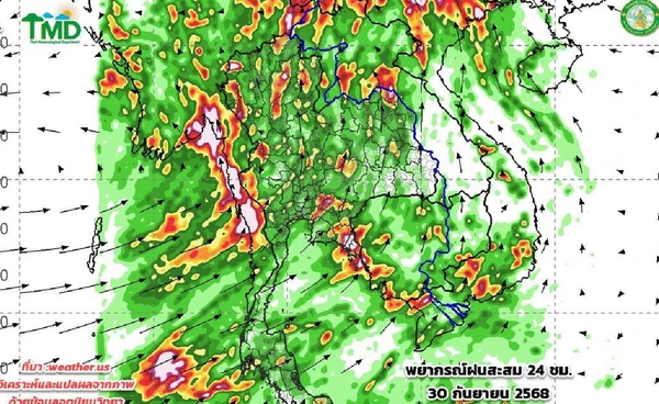 พายุบัวลอยสลายตัวแล้ว แต่ทั่วไทยยังมีฝนตกหนัก