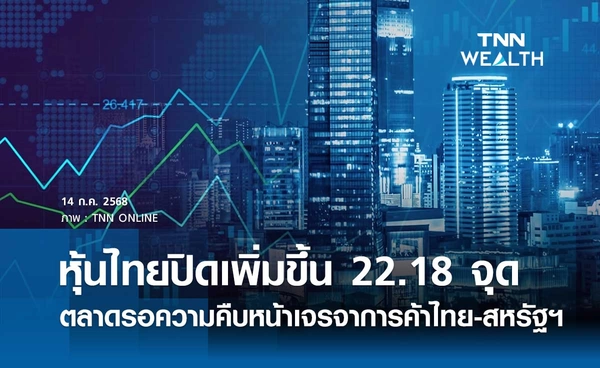 หุ้นไทยวันนี้ 14 กรกฎาคม 2568 ปิดเพิ่มขึ้น 22.18 จุด ตลาดรอความคืบหน้าเจรจาการค้าไทย-สหรัฐฯ