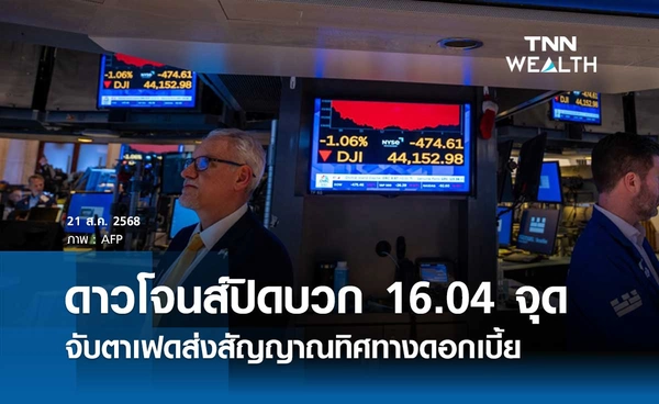 หุ้นดาวโจนส์วันนี้ 21 สิงหาคม 2568 ปิดบวก 16.04 จุด นักลงทุนจับตาเฟดส่งสัญญาณทิศทางดอกเบี้ย