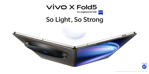 vivo X Fold5 จอพับเรือธง 59,999 บาท ทนทาน กางได้ 600,000 ครั้ง จอใหญ่ 8.03 นิ้ว บางสุด 4.3 มิลลิเมตร