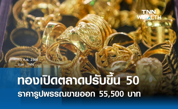 ราคาทองคำวันนี้ 15 ก.ย. 2568 เปิดตลาดปรับขึ้น 50 รูปพรรณขายออก 55,500 บาท