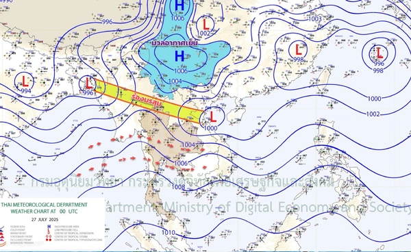 เตือน 17 จังหวัด  ระวังฝนตกหนัก-น้ำท่วม  ต้นส.ค. ฝนเริ่มลดลง