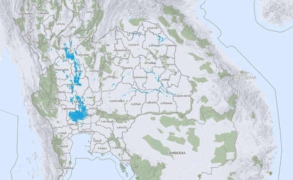Gistda เผยข้อมูลพื้นที่ภาคกลางน้ำท่วมสูงสุด 7-13 พ.ย. 5 จังหวัด