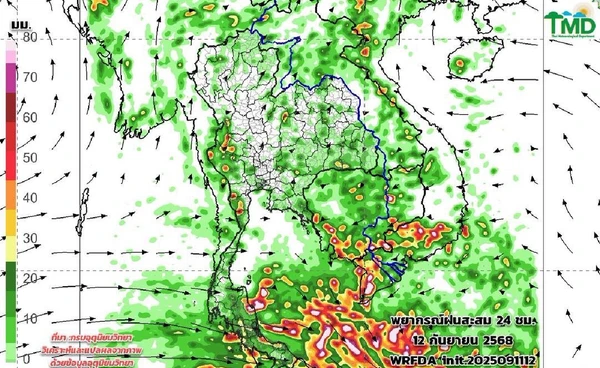 12-17 ก.ย. ฝนชุกทั่วไทย ภาคตะวันออกฝนตกหนักมาก อาจเกิดน้ำท่วมฉับพลัน