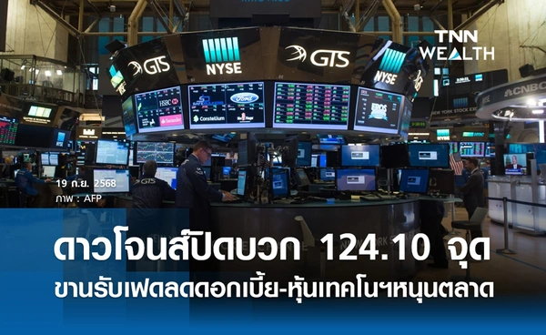 หุ้นดาวโจนส์วันนี้ 19 กันยายน 2568 ปิดบวก 124.10 จุด ขานรับเฟดลดดอกเบี้ย