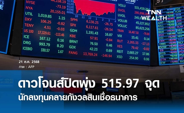 หุ้นดาวโจนส์วันนี้ 21 ตุลาคม 2568 ปิดพุ่ง 515.97 จุด นักลงทุนคลายกังวลคุณภาพสินเชื่อธนาคาร
