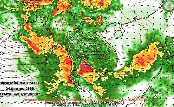 เตือนน้ำท่วมฉับพลัน ใน 4 พื้นที่ 21-27 มิ.ย.นี้