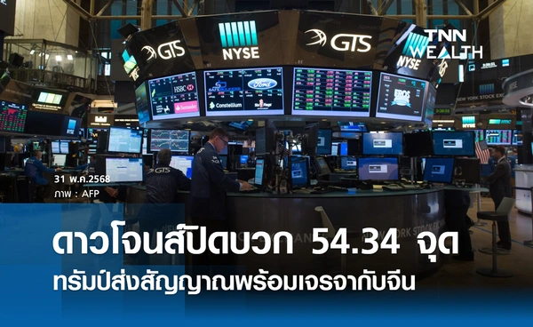 หุ้นดาวโจนส์วันนี้ 31 พฤษภาคม 2568 ปิดบวก 54.34 จุด ทรัมป์ส่งสัญญาณพร้อมเจรจากับจีน
