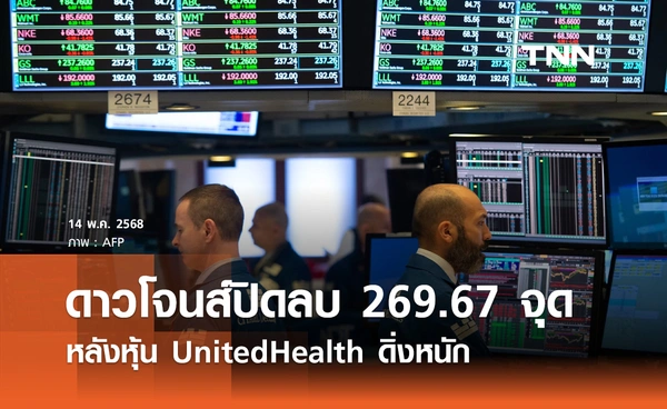 หุ้นวันนี้ดาวโจนส์ 14 พฤษภาคม 2568 ปิดลบ 269.67 จุด หลังหุ้นยูไนเต็ดเฮลธ์ดิ่งหนัก