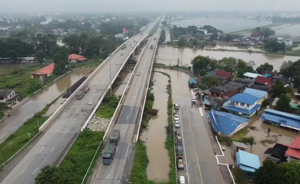 อยุธยาวิกฤต เจ้าพระยาท่วมถนนสาย 347
