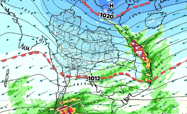 ไทยตอนบนอากาศอุณหภูมิสูงขึ้น ภาคใต้ตอนล่างฝนตกหนัก คลื่นลมแรง