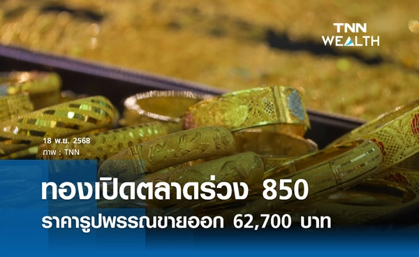 ราคาทองคำวันนี้ 18 พ.ย. 2568 เปิดตลาดร่วง 850 รูปพรรณขายออก 62,700 บาท