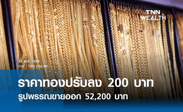 ราคาทองคำวันนี้ 26 พ.ค. 2568 เปิดตลาดปรับลง 200 บาท รูปพรรณขายออก 52,200 บาท