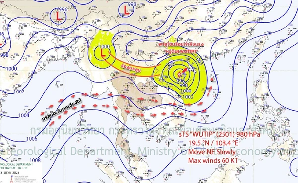 ขอบพายุ “หวู่ติบ”  ทำไทยตอนบนฝนตกหนัก