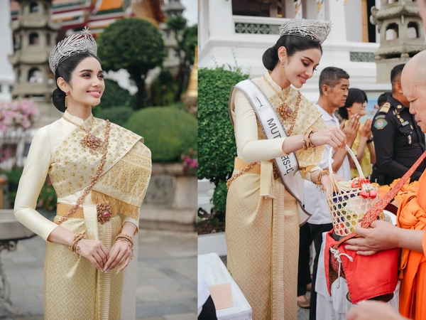 "วีนา ปวีนา" มิสยูนิเวิร์สสระบุรี เริ่มภารกิจแรกร่วมงานกับกระทรวงวัฒนธรรมในวันวิสาขบูชา 