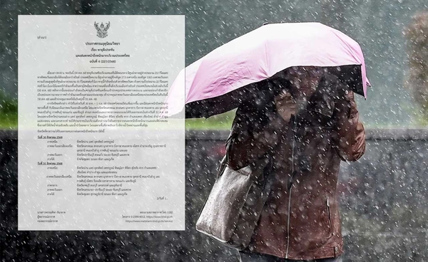 “พายุดีเปรสชัน” ถล่มไทย 30 ส.ค. - 1 ก.ย. เตือนฝนตกหนัก-ลมแรง เสี่ยงน้ำท่วมหลายพื้นที่