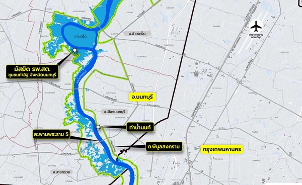 เปิดภาพดาวเทียมยืนยัน พื้นที่เสี่ยง “นนทบุรี-ปทุมธานี-กรุงเทพฯ” ถูกน้ำท่วมจริง 