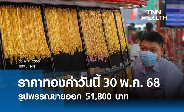 ราคาทองคำวันนี้ 30 พ.ค. 2568 เปิดตลาดเพิ่ม 50 บาท รูปพรรณขายออก 51,800 บาท