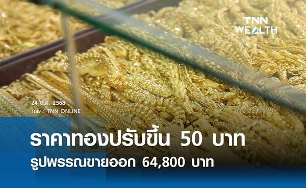 ราคาทองคำวันนี้ 24 ต.ค. 2568 เปิดตลาดปรับขึ้น 50 บาท รูปพรรณขายออก 64,800 บาท