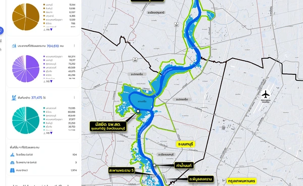 นนทบุรี-ปทุมธานี-กทม. น้ำท่วมจริง! GISTDA เผยภาพดาวเทียมยืนยันตามคาดการณ์