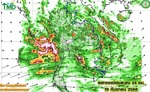 เตือนร่องมรสุมพาดไทยตอนบน ทำ 19-24 ก.ย. ฝนชุกทั่วไทย