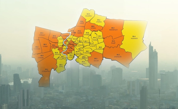 กทม.ค่าฝุ่นเกินมาตรฐาน  เริ่มกระทบต่อสุขภาพ 20 พื้นที่