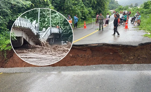 แม่ฮ่องสอนฝนตกหนัก! ถนนขาด-คอสะพานทรุด กระทบหลายเส้นทาง