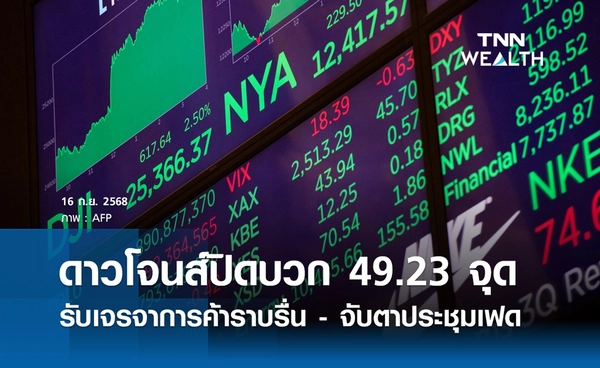หุ้นดาวโจนส์วันนี้ 16 กันยายน 2568 ปิดบวก 49.23 จุด จับตาผลประชุมเฟด
