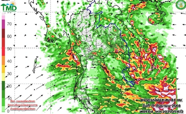 พายุเคลื่อนตัวลงทะเลจีนใต้ จับตาทั่วไทยฝนชุก 18-23 ก.ย.นี้