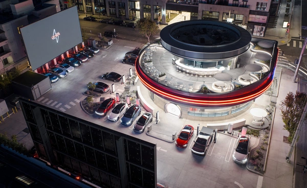 Tesla เปิดตัวร้านอาหาร Diner & Drive-In สุดล้ำพนักงานเป็นหุ่นยนต์กลางฮอลลีวูด แคลิฟอร์เนีย