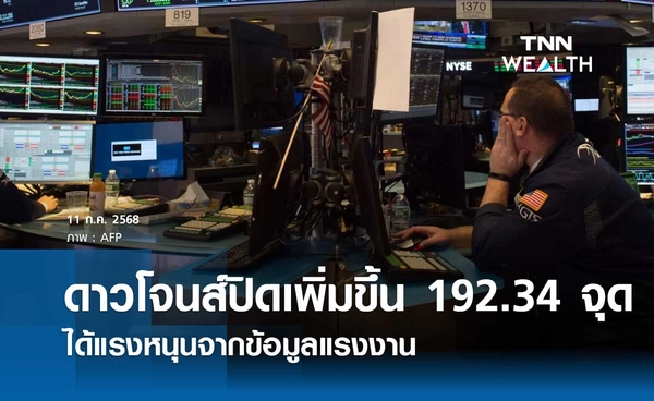 หุ้นดาวโจนส์วันนี้ 11 กรกฎาคม 2568 ปิดเพิ่มขึ้น 192.34 จุด ได้แรงหนุนจากข้อมูลแรงงาน