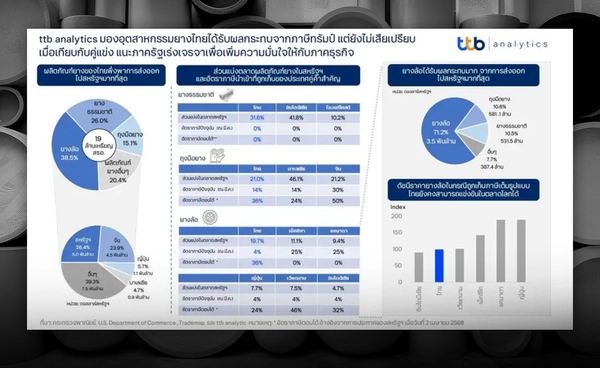  ttb analytics มองภาษีทรัมป์กระทบ อุตสาหกรรมยางไทย เเนะภาครัฐเร่งเจรจา