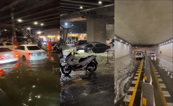 นนทบุรี ฝนกระหน่ำ ถ.แจ้งวัฒนะน้ำท่วมขัง