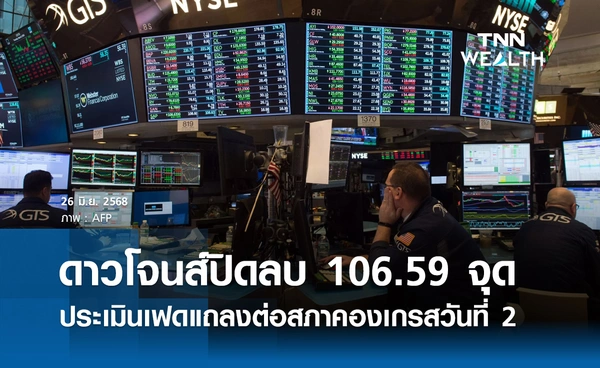 หุ้นดาวโจนส์วันนี้ 26 มิถุนายน 2568 ปิดลบ 106.59 จุด ประเมินเฟดแถลงต่อสภาคองเกรสวันที่ 2
