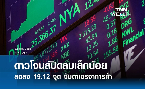 หุ้นดาวโจนส์วันนี้ 22 กรกฎาคม 2568 ปิดลดลง 19.12 จุด จับตาเจรจาการค้า