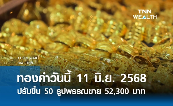 ราคาทองคำวันนี้ 11 มิ.ย. 2568 เปิดตลาดปรับขึ้น 50 บาท รูปพรรณขาย 52,300 บาท