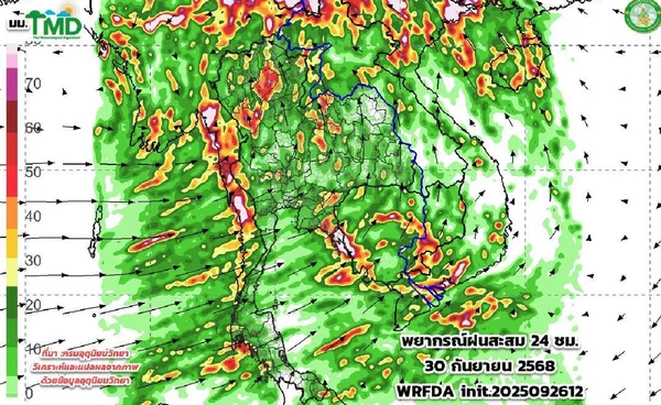 ร่องมรสุมพาดผ่าน 27-30 ก.ย.ไทยตอนบนฝนหนัก 1-3 ต.ค.ทั่วไทยฝนลดลง