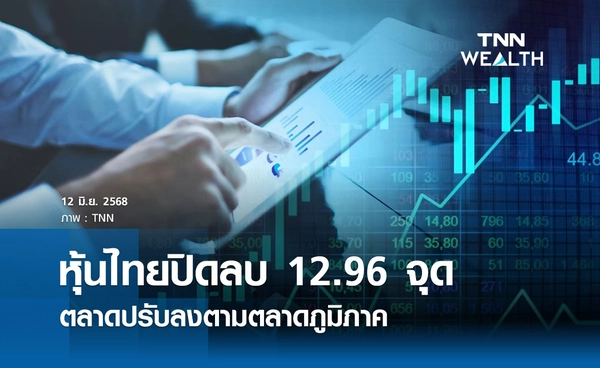 หุ้นไทยวันนี้ 12 มิถุนายน 2568 ปิดลดลง 12.96 จุด ตลาดปรับลงตามตลาดภูมิภาค 