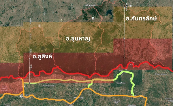 เปิดรายชื่ออำเภอเสี่ยงภัยตามแนวระยะยิง “อ.น้ำยืน - ภูสิงห์” จุดอันตราย