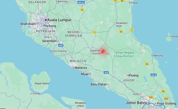 แผ่นดินไหวขนาด 4.1 ที่รัฐยะโฮร์ มาเลเซีย เสียหายเล็กน้อย