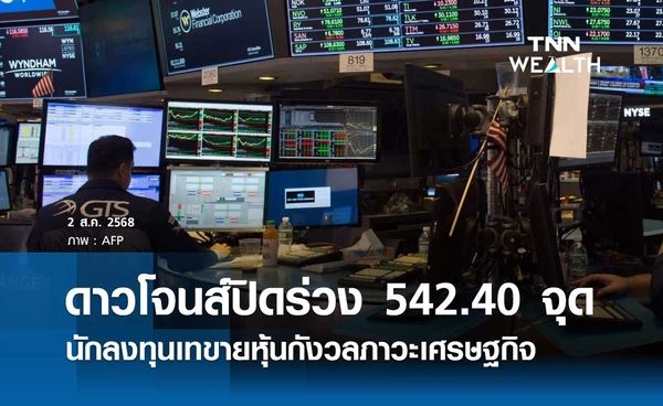 หุ้นดาวโจนส์วันนี้ 2 สิงหาคม 2568 ปิดร่วง 542.40 จุด นักลงทุนเทขายหุ้นกังวลภาวะเศรษฐกิจ