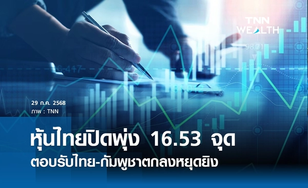 หุ้นไทยวันนี้ 29 กรกฎาคม 2568 ปิดบวก 16.53 จุด ตอบรับไทย-กัมพูชาหยุดยิง