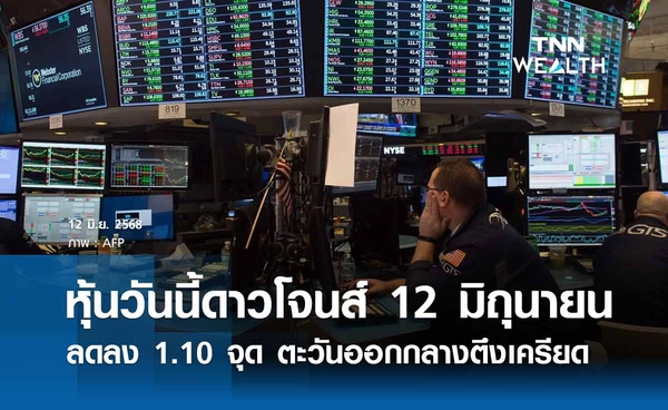 หุ้นวันนี้ดาวโจนส์ 12 มิถุนายน 2568 ลดลง 1.10 จุด จากความตึงเครียดตะวันออกกลาง