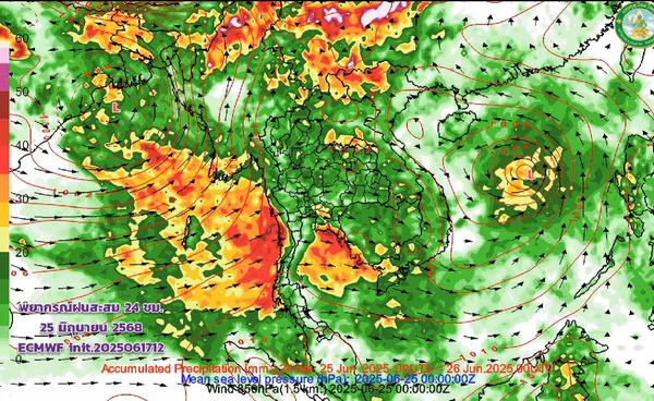 เตือน 4 พื้นที่ระวังฝนหนัก สัปดาห์สุดท้ายของมิ.ย.