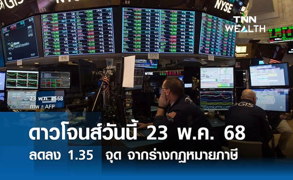 หุ้นดาวโจนส์วันนี้ 23 พฤษภาคม 2568 ปิดลดลง 1.35  จุด จากร่างกฎหมายภาษี
